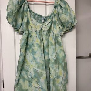 Green Puff Sleeve Dress